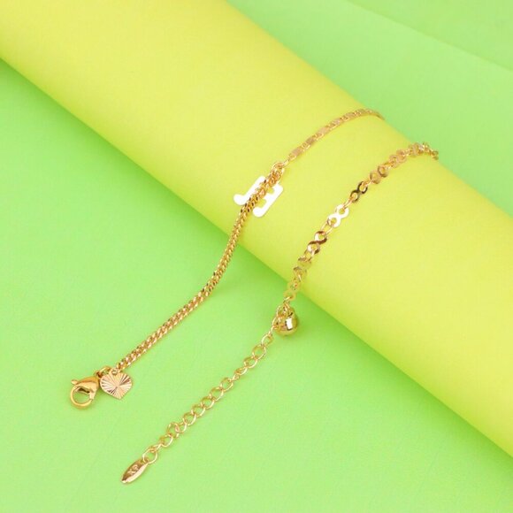 "Rose Gold Plated Anklet with Charms and Dual Textured Chain Design, XPAL1183 - Picture 1 of 11